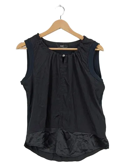 NICE CONNECTION Damen Top Bluse Gr. 40 L Schwarz Elegant Baumwolle