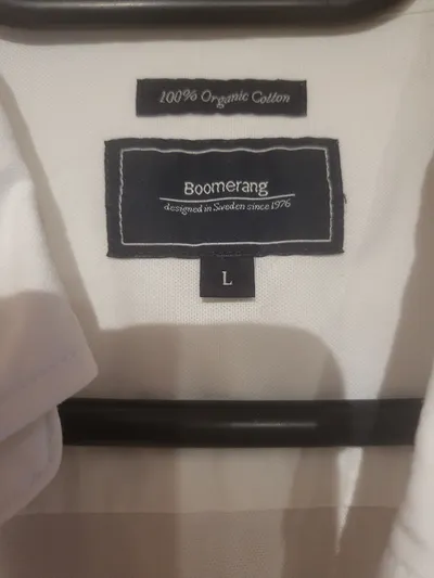 Boomerang Herren Business Hemd Weiß Gr. L 100% Bio-Baumwolle Langarm