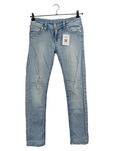 Blue Monkey Destroyed Jeans Damen W28/L30 Hellblau Used Look Skinny