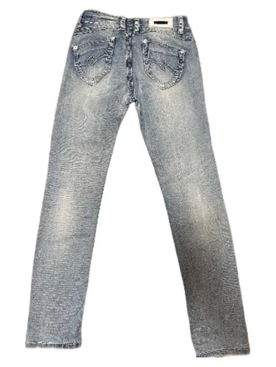 Blue Monkey Destroyed Jeans Damen W28/L30 Hellblau Used Look Skinny