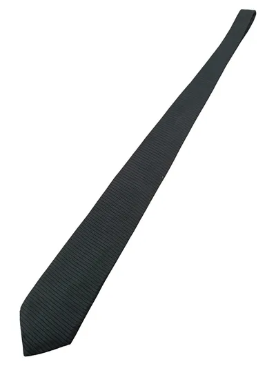 Cacharel Krawatte Herren Schwarz Seide Gestreift Business Elegant 106cm