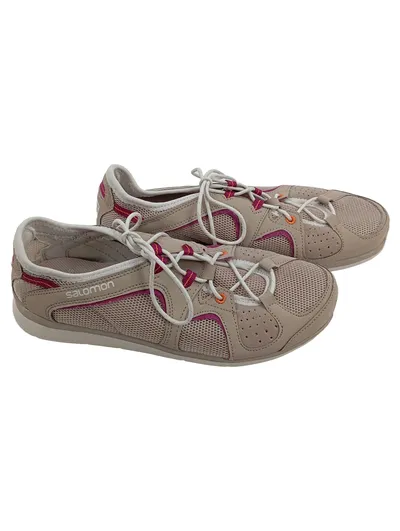 Salomon Damen Outdoorschuhe Gr. 40 Beige Pink Mesh Schnürung Leicht