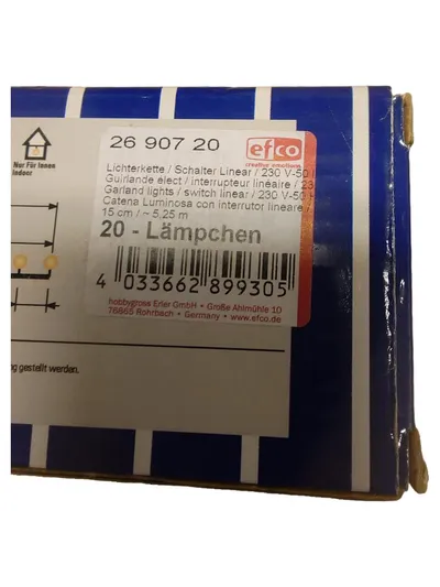efco Lichterkette 26 90720 20 Lämpchen 510cm transparent Innen Netzstrom