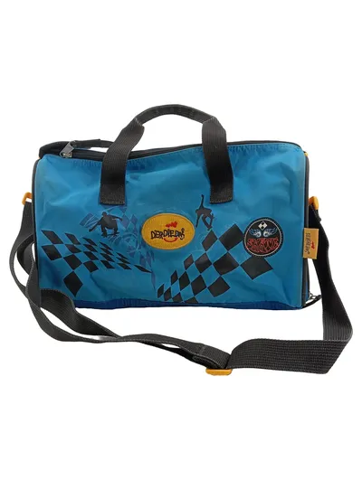 DerDieDas Kinder Sporttasche Skate Blau Kariert mit Schultergurt