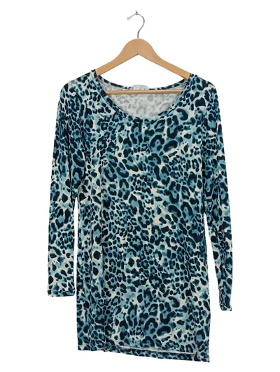 Alba Moda Langarmshirt Damen Gr. 38 Leopardenmuster Blau Viskose