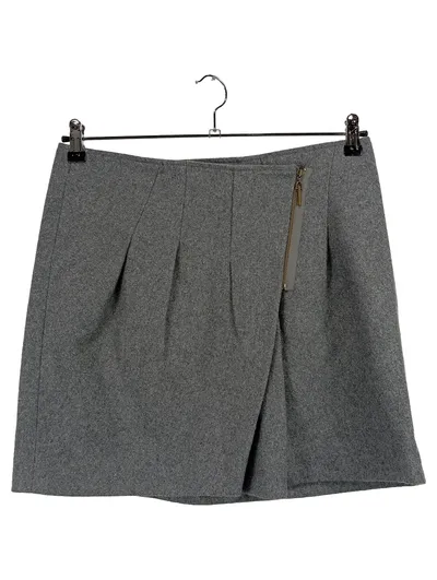Brunello Cucinelli Faltenrock Damen Gr. 36 Grau Wolle Made in Italy