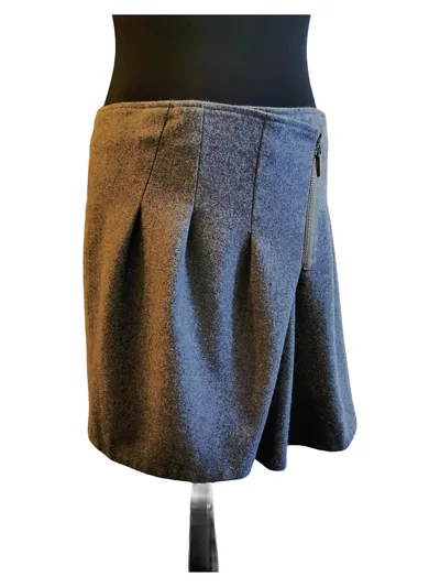 Brunello Cucinelli Faltenrock Damen Gr. 36 Grau Wolle Made in Italy
