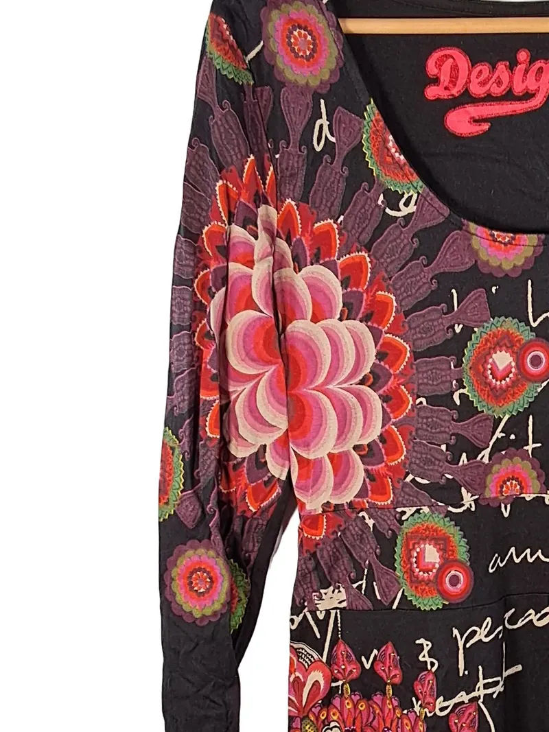 Desigual Tunikakleid Blumenmuster Spitze Stickerei Schwarz Gr. 44 XXL 3