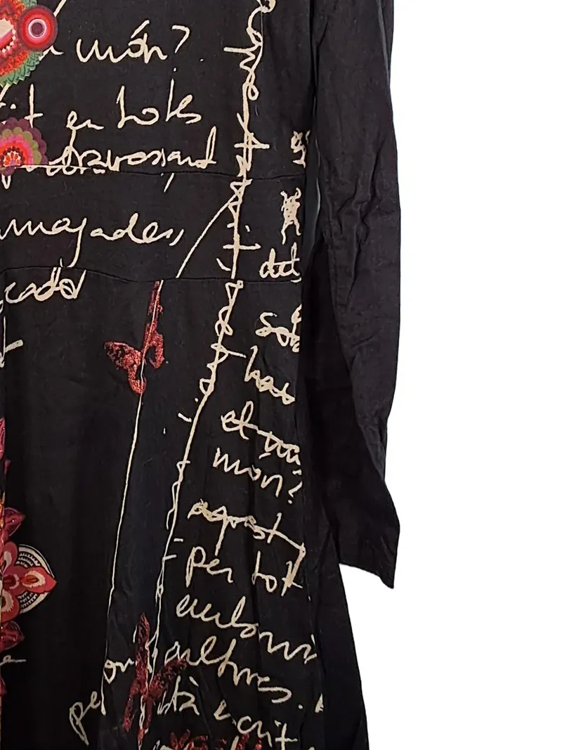 Desigual Tunikakleid Blumenmuster Spitze Stickerei Schwarz Gr. 44 XXL 4