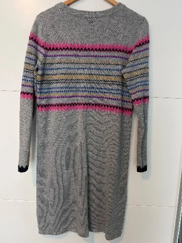 EDC by Esprit Damen Strickkleid Fair Isle Muster Grau Gr. L 4
