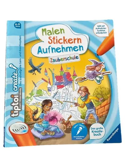 Ravensburger tiptoi CREATE Malen Stickern Zauberschule Activity Buch Mehrfarbig
