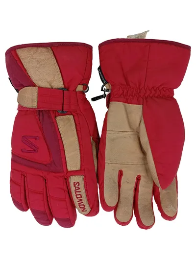 Salomon Skihandschuhe Herren Rot Leder Thinsulate Einheitsgröße Winter