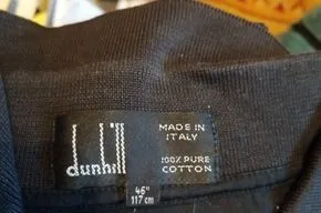 Dunhill Herren Poloshirt Schwarz Gr. 46 100% Baumwolle Made in Italy