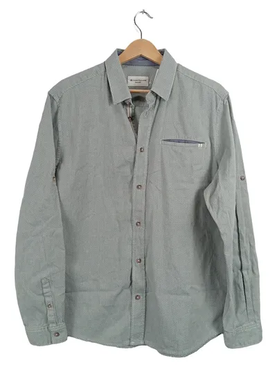 Tom Tailor Herren Freizeithemd Gr. L Grün Baumwolle Regular Fit