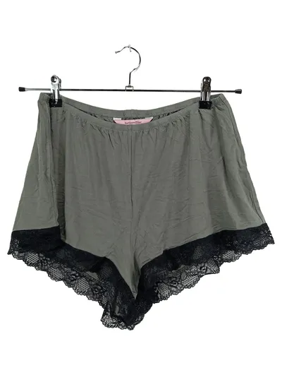 Hunkemöller Schlafshorts Damen Pyjamashorts mit Spitze Oliv Gr. M