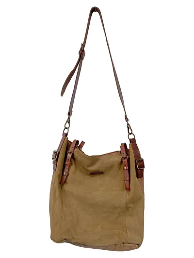 Liebeskind Berlin Umhängetasche Damen Leder Stoff Beige Braun Vintage