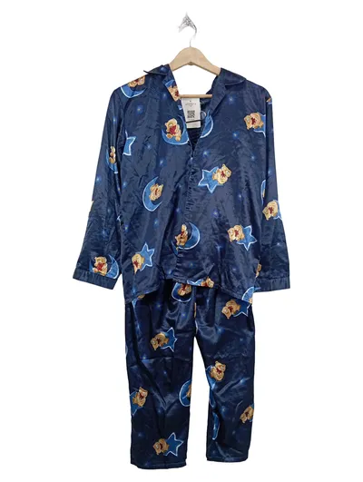 Body Kinder Schlafanzug Pyjama Teddybären Mond Sterne Gr. 152 Blau