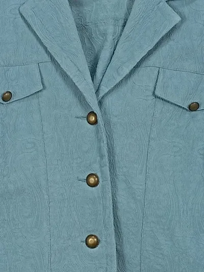 CANDA C&A Damen Leichte Jacke Gr. 40 Blau Strukturmuster Baumwolle