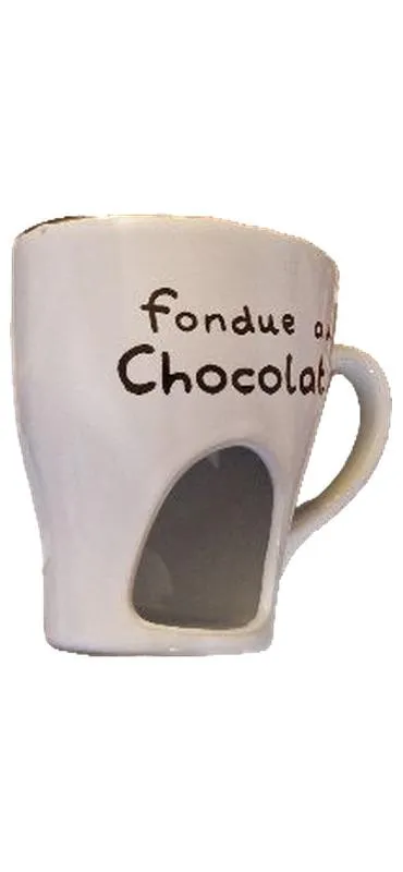 Depot Schokoladenfondue Set Keramik Tasse mit Gabel Fondue au Chocolat Weiß