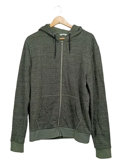 THE BASICS Sweatjacke Kapuze Hoodie Herren Gr. L grün meliert
