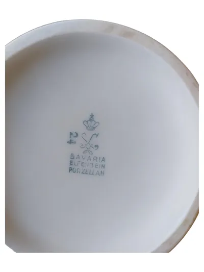 Bavaria Elfenbein Porzellan Kaffeekanne Weiß Goldrand 24cm Vintage