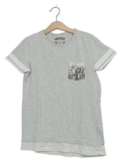 NAME IT Kinder T-Shirt Grau Knockout Gr. 122-128 Kurzarm City-Print