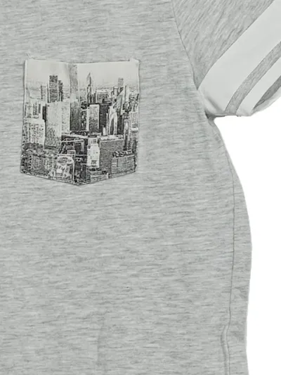 NAME IT Kinder T-Shirt Grau Knockout Gr. 122-128 Kurzarm City-Print