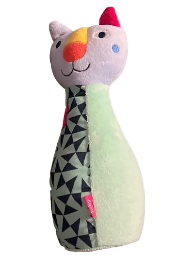 Fehn Baby Kuscheltier Katze Geometrisch Mehrfarbig 22 cm