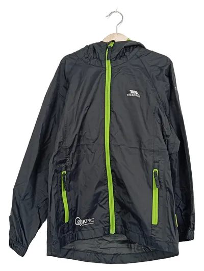 Trespass Qikpac Kinder Regenjacke Gr. 122/128 Grau Outdoor Kapuze
