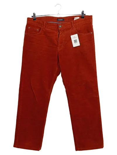 Walbusch Cordhose Herren Baumwolle Stretch Klassisch Orange Gr. W26/L