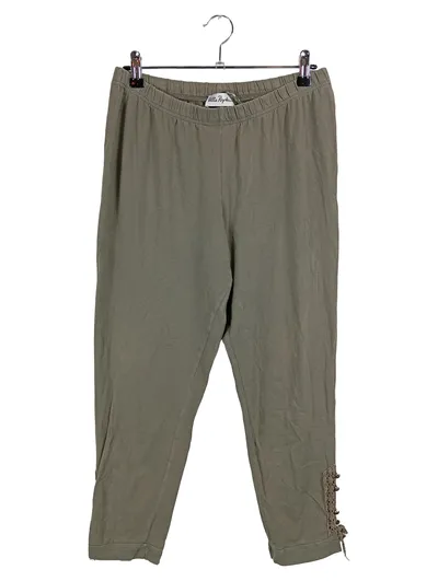 Ulla Popken Damen Stoffhose Gr. 42/XL Freizeit Baumwolle Oliv Spitze