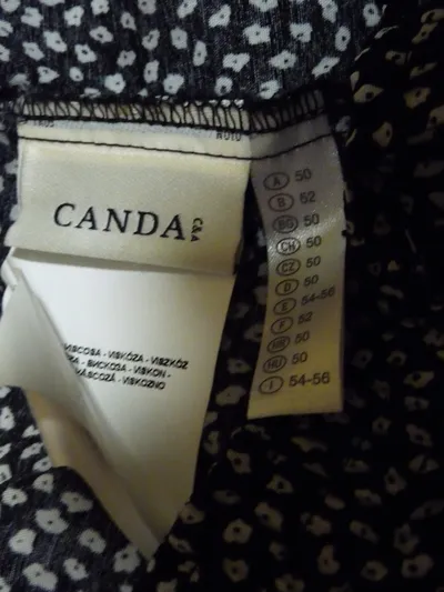 CANDA C&A Damen Stoffhose Gr. 50 Schwarz Weiß Gepunktet Viskose