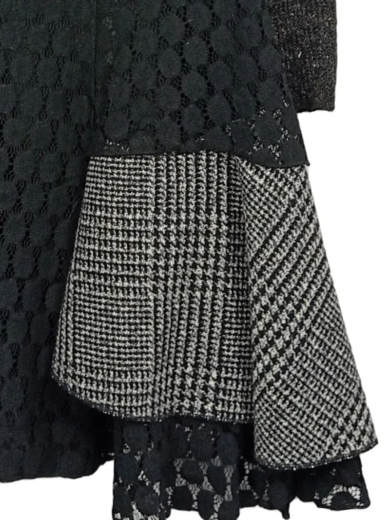 Apricot Damen Strickkleid Patchwork Design Grau Gr. L 42 3