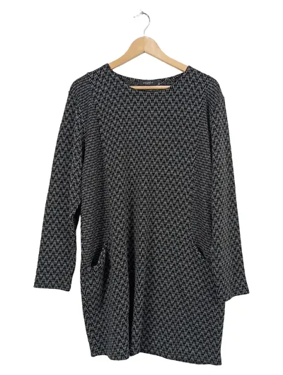 Bexleys Woman Strickkleid Damen Gr. 44/46 Grau Zickzackmuster Tunika
