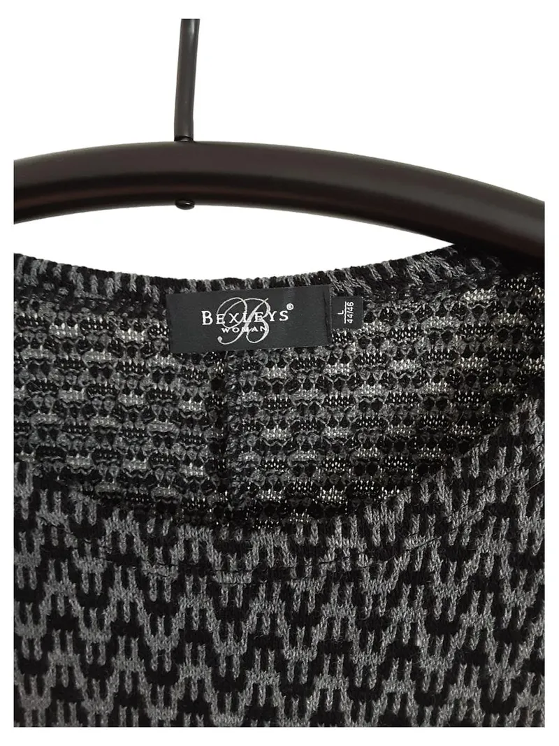 Bexleys Woman Strickkleid Damen Gr. 44/46 Grau Zickzackmuster Tunika 2
