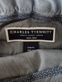 Charles Tyrwhitt Herren Anzughose Slim Fit Braun W38 Non-Iron Business 3
