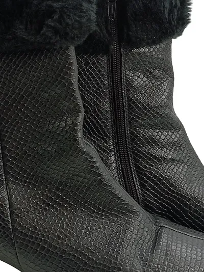 Via Milano Damen Stiefeletten Leder Fellbesatz Reißverschluss Schwarz Gr. 39