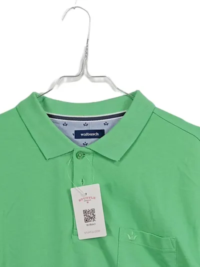 Walbusch Herren Poloshirt Klassisch Baumwolle Kurzarm Grün Gr. 54/XXL
