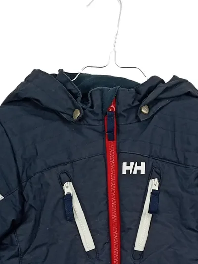 Helly Hansen Kinder Outdoorjacke Gr. 110 Blau Kapuze Streifen Polyamid
