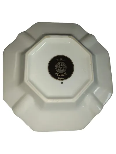 Versace Rosenthal Gorgona Porzellan Aschenbecher Medusa Gold Weiß