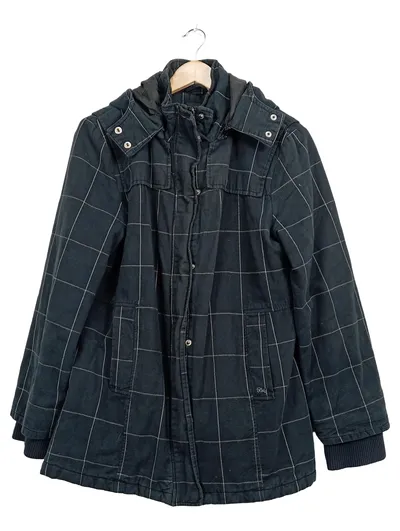 Flash Lights Damen Jacke Gr. 44 Schwarz Kariert Kapuze Baumwolle