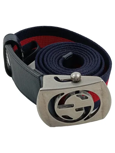 Gucci Gürtel mit GG Schnalle Damen Blau Gr. 100