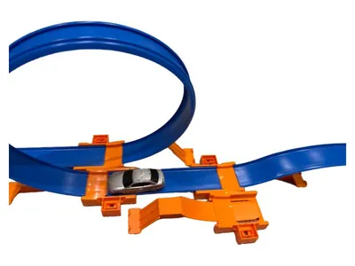 Hot Wheels Rennstrecke Loop mit Auto Limousine Autorennbahn Blau Orange