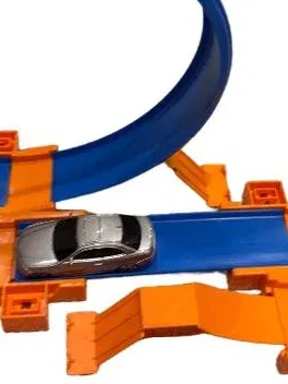 Hot Wheels Rennstrecke Loop mit Auto Limousine Autorennbahn Blau Orange