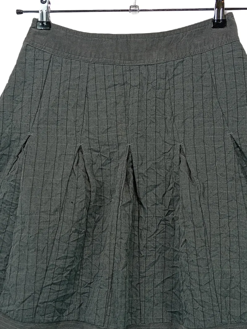 Edeis Damen Faltenrock Gr. 34/XS Grau Gestreift Midirock 2