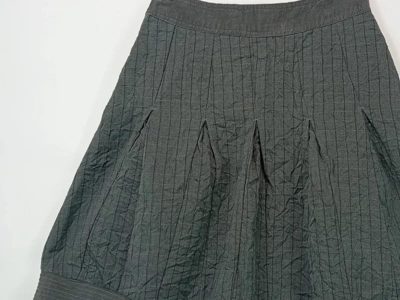 Edeis Damen Faltenrock Gr. 34/XS Grau Gestreift Midirock 3