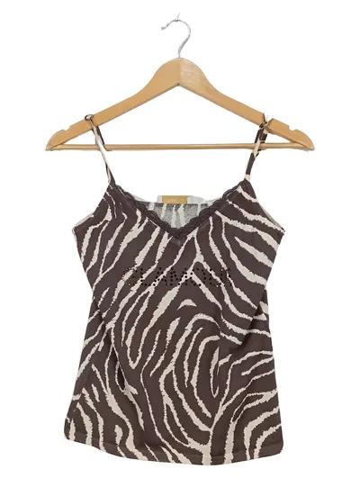 Passport Damen Top Gr. 38 Zebra-Muster Braun Spitze Strass Träger