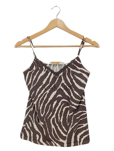 Passport Damen Top Gr. 38 Zebra-Muster Braun Spitze Strass Träger