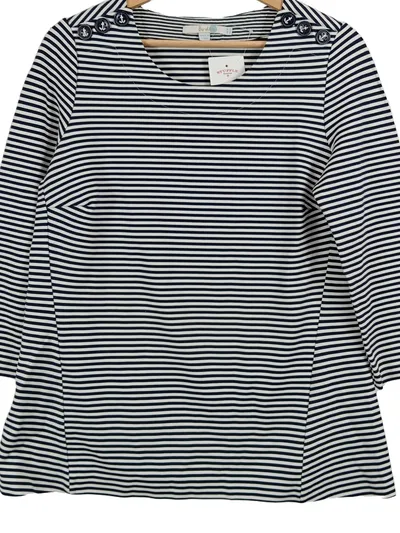 Boden Damen Langarmshirt Gr. 42 gestreift maritim Anker Zierknöpfe