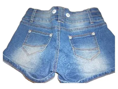 Blind Date Jeans Shorts Damen XS High Waist Zierknöpfe Blau Denim